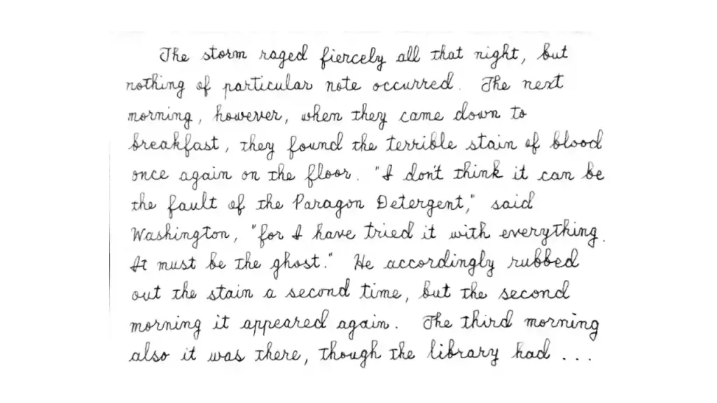 handwritten characters of The Canterville Ghost 5